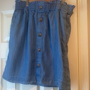 LOFT Blue Chambray Button-Down midi Skirt with pockets medium petite